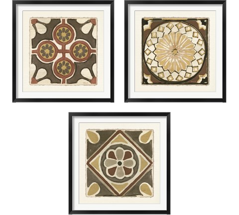 Moroccan Tile Pattern 3 Piece Framed Art Print Set by Stellar Design Studio