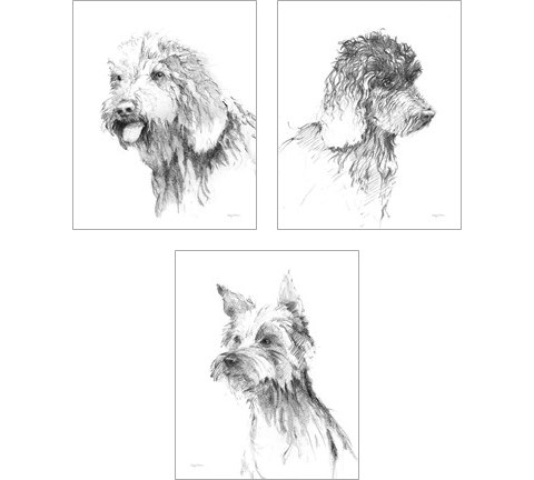 Traditional Dog Sketch 3 Piece Art Print Set by Avery Tillmon