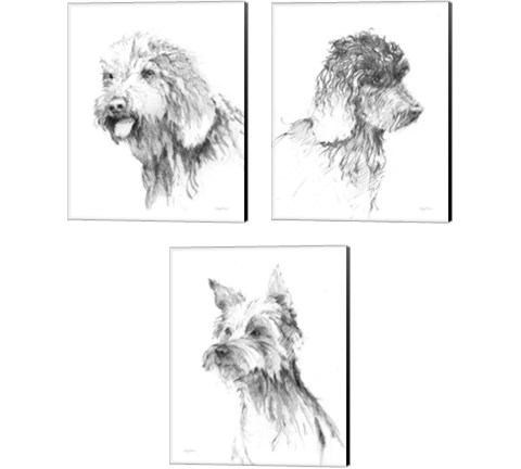 Traditional Dog Sketch 3 Piece Canvas Print Set by Avery Tillmon