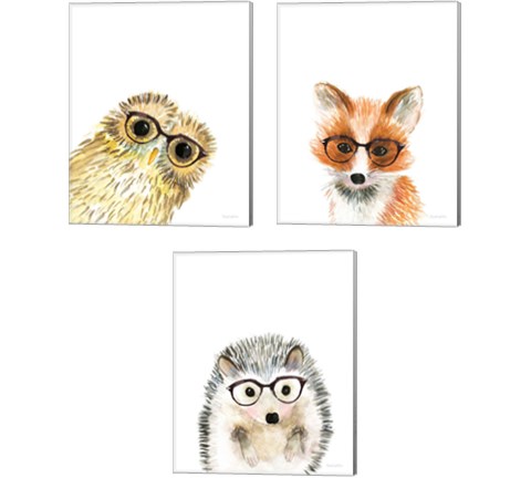 Animal in Glasses 3 Piece Canvas Print Set by Mercedes Lopez Charro