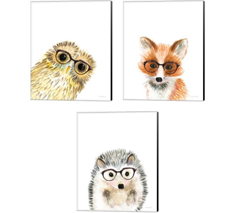 Animal in Glasses 3 Piece Canvas Print Set by Mercedes Lopez Charro