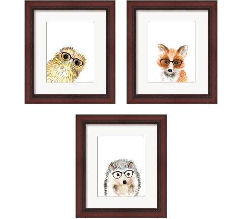 Animal in Glasses 3 Piece Framed Art Print Set by Mercedes Lopez Charro