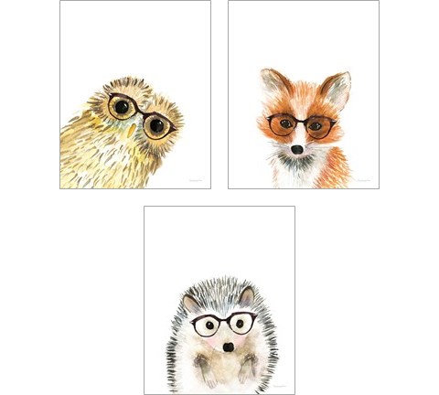 Animal in Glasses 3 Piece Art Print Set by Mercedes Lopez Charro