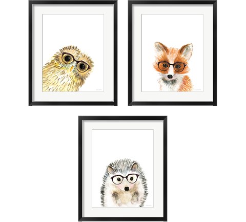 Animal in Glasses 3 Piece Framed Art Print Set by Mercedes Lopez Charro
