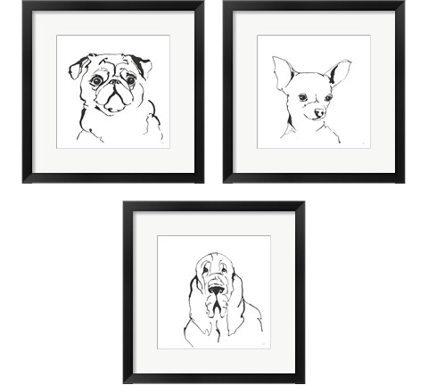 Line Dog 3 Piece Framed Art Print Set by Chris Paschke