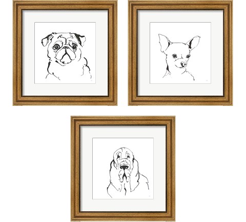 Line Dog 3 Piece Framed Art Print Set by Chris Paschke