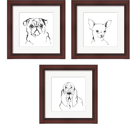 Line Dog 3 Piece Framed Art Print Set by Chris Paschke