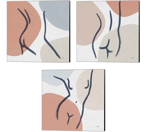 Line Figures 3 Piece Canvas Print Set by Moira Hershey