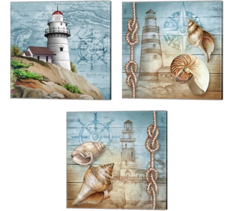 Lighthouse 3 Piece Canvas Print Set by Tom Wood