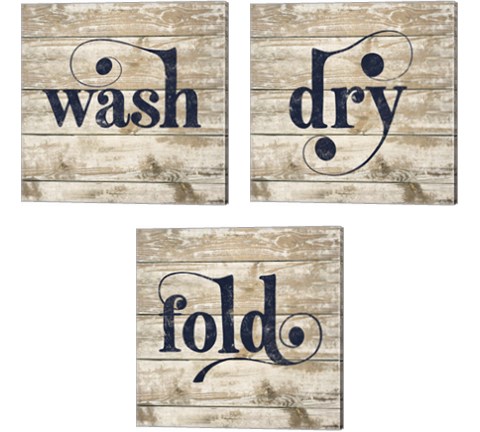 Laundry Word 3 Piece Canvas Print Set by Kyra Brown