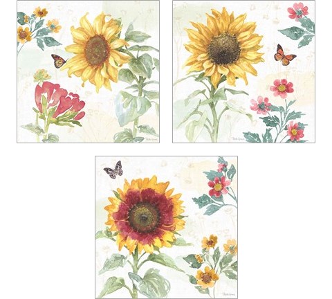 Sunflower Splendor 3 Piece Art Print Set by Beth Grove