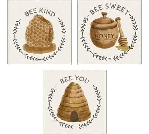 Bee Hive 3 Piece Art Print Set by Bannarot