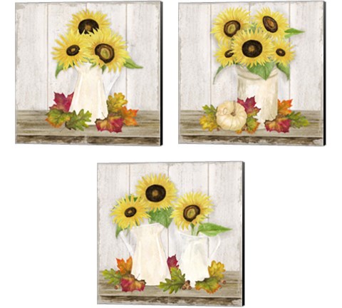 Fall Sunflowers 3 Piece Canvas Print Set by Tara Reed