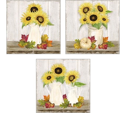 Fall Sunflowers 3 Piece Art Print Set by Tara Reed