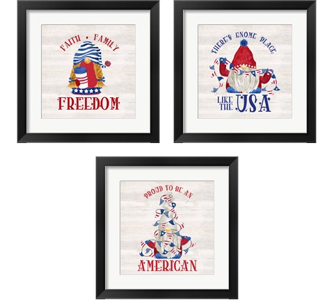 Patriotic Gnomes 3 Piece Framed Art Print Set by Tara Reed