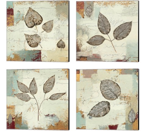 Silver Leaves 4 Piece Canvas Print Set by James Wiens