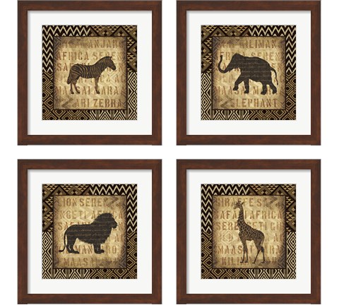 African Widl Animal 4 Piece Framed Art Print Set by Wild Apple Portfolio