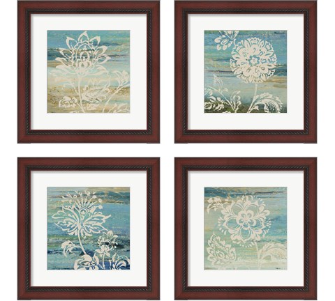 Blue Indigo with Lace 4 Piece Framed Art Print Set by Studio Nova
