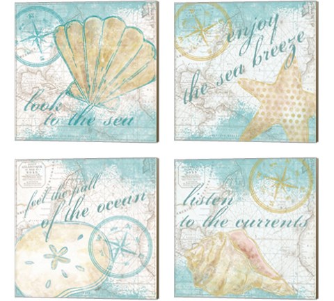 Look to the Sea 4 Piece Canvas Print Set by Tara Reed