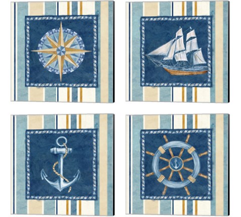 Nautical Stripe 4 Piece Canvas Print Set by Cynthia Coulter