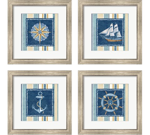 Nautical Stripe 4 Piece Framed Art Print Set by Cynthia Coulter