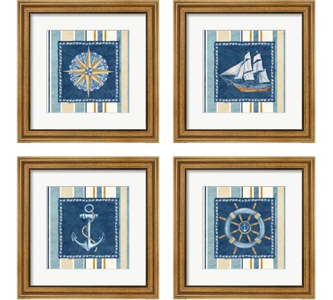 Nautical Stripe 4 Piece Framed Art Print Set by Cynthia Coulter