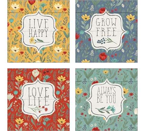 Blooming Thoughts 4 Piece Art Print Set by Janelle Penner