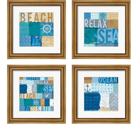 Beachscape Collage 4 Piece Framed Art Print Set by Michael Mullan