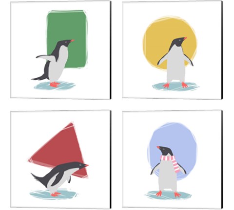 Minimalist Penguin, Girls 4 Piece Canvas Print Set by Color Me Happy