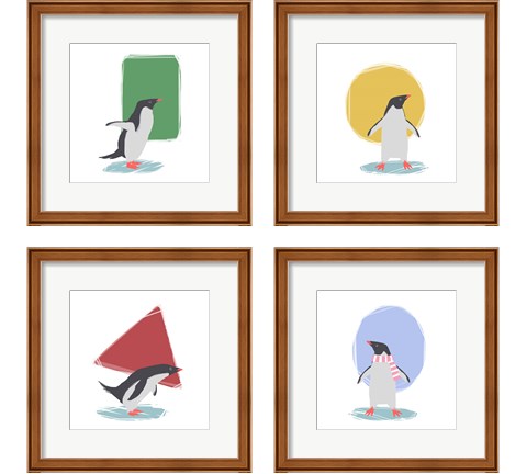 Minimalist Penguin, Girls 4 Piece Framed Art Print Set by Color Me Happy