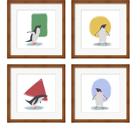 Minimalist Penguin, Girls 4 Piece Framed Art Print Set by Color Me Happy