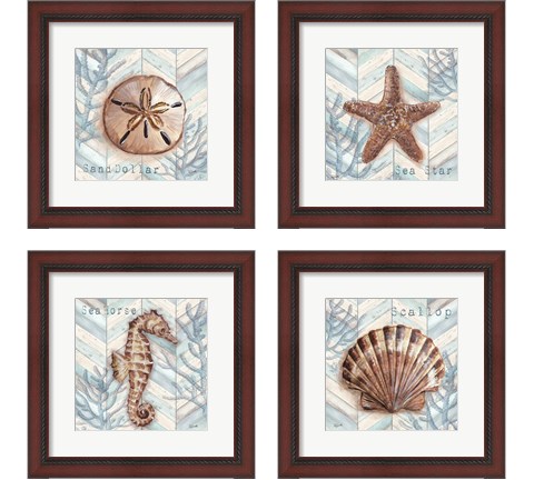 Chevron Shell 4 Piece Framed Art Print Set by Tre Sorelle Studios