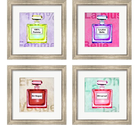French  Perfume 4 Piece Framed Art Print Set by Michelle Clair