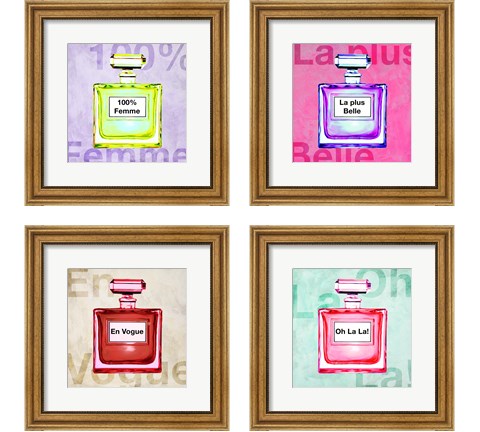 French  Perfume 4 Piece Framed Art Print Set by Michelle Clair