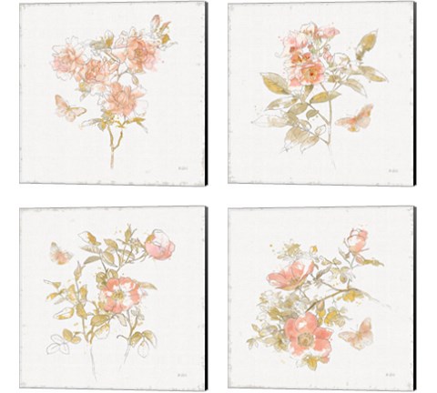 Watery Blooms 4 Piece Canvas Print Set by Katie Pertiet