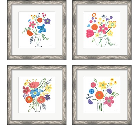 Floral Medley 4 Piece Framed Art Print Set by Farida Zaman