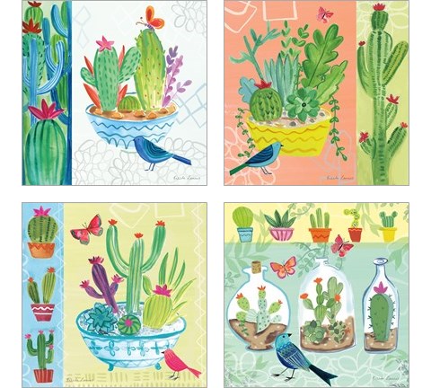 Cacti Garden 4 Piece Art Print Set by Farida Zaman