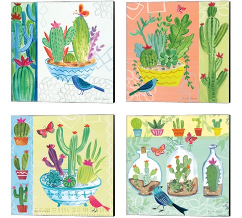 Cacti Garden 4 Piece Canvas Print Set by Farida Zaman