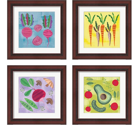 Veggie Time 4 Piece Framed Art Print Set by Farida Zaman