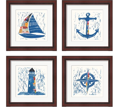 Nautical Collage 4 Piece Framed Art Print Set by Courtney Prahl
