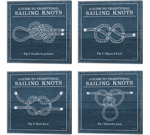 Vintage Sailing Knots 4 Piece Canvas Print Set by Mary Urban