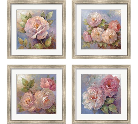 Roses on Blue 4 Piece Framed Art Print Set by Peter McGowan