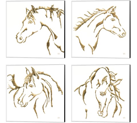 Gilded Horse 4 Piece Canvas Print Set by Chris Paschke