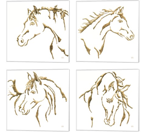Gilded Horse 4 Piece Canvas Print Set by Chris Paschke