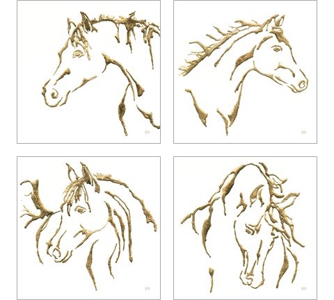 Gilded Horse 4 Piece Art Print Set by Chris Paschke