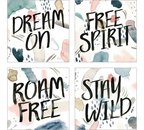 April Showers Inspiration 4 Piece Art Print Set by Laura Marshall