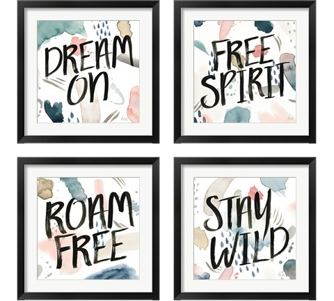 April Showers Inspiration 4 Piece Framed Art Print Set by Laura Marshall