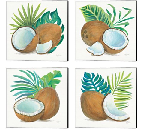 Coconut Palm 4 Piece Canvas Print Set by Mary Urban