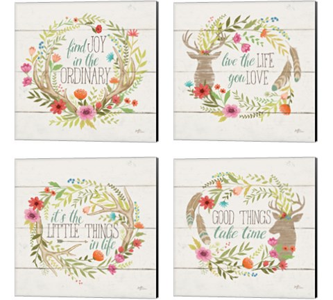 Rustic Bloom 4 Piece Canvas Print Set by Janelle Penner
