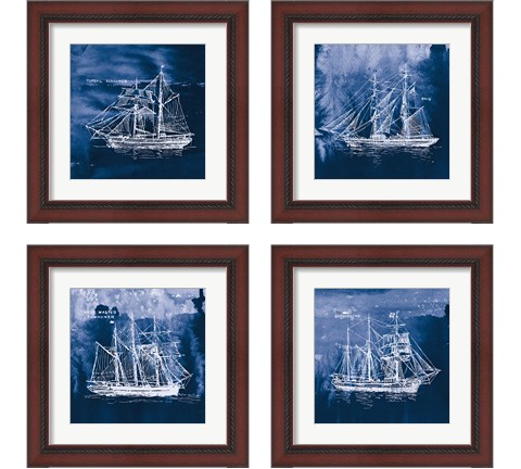 Sailing Ships Indigo 4 Piece Framed Art Print Set by Wild Apple Portfolio